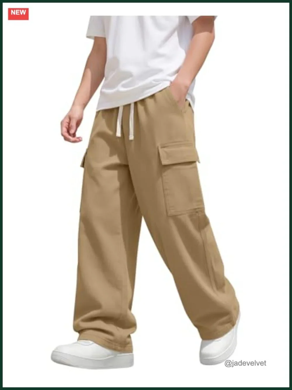 Boys Cargo Pants Cotton Chino Trousers Adjustable Drawstring 6-16 Years